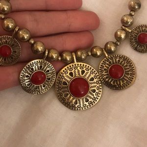 LUCKY BRAND gold and red necklace